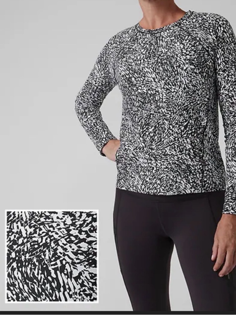 Athleta Black & White Long Ultimate Train Tee